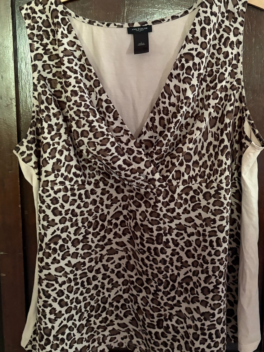 Ann Taylor Leopard-Print V-Neck Sleeveless Camisole - Brown & Cream